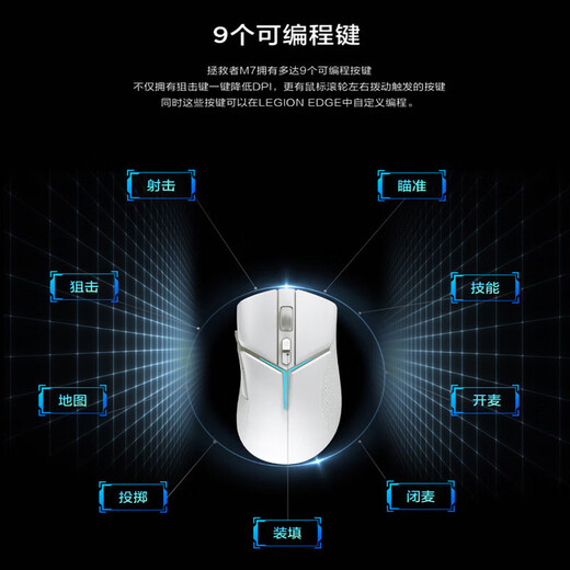 联想（Lenovo）（Lenovo）拯救者M7/m5/m5pro双模充电游戏鼠标轻量化人体工学设计中小手爬握抓握电竞鼠标 拯救者 M500 【有线+2.4G无线】白 黑色