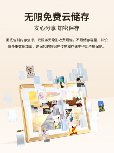 ARZOPA 10,1 Zoll elektronischer Fotorahmen, digital, hochauflösendes Smart-Fotoalbum, Touch-Foto-Ornament, Geschenk, Champagnergold, D10 10,1 Zoll/unbegrenzter Cloud-Speicherplatz