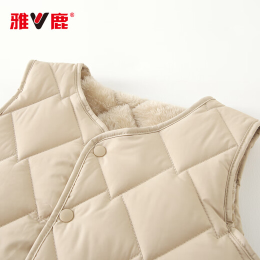 Yalu children's clothing children's velvet vest for boys and girls with warm waistcoat inside parent-child autumn and winter new style khaki 150