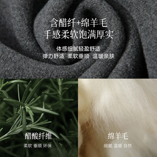 SEIFINI Meng Ziyi endorses glutinous rice straight skirt 2025 autumn and winter new style elastic waist comfortable and slim wool mid-length skirt Smoke S