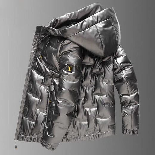 Мужской элитный пуховик NASAOVER, новинка 2025 года, зима, новая зимняя куртка с капюшоном на глянцевом утином пуху, брендовая мужская брендовая мужская куртка Counter Authentic, высококачественная черная куртка Counter бренда L 175/88A Вес 115-130Jin Jin равен 0,5 кг