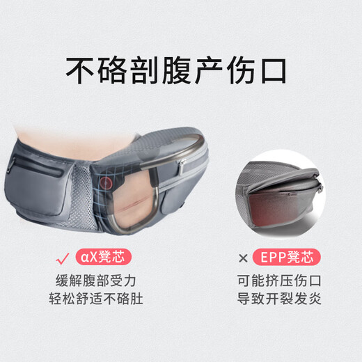 抱抱熊婴儿背带腰凳多功能可折叠背婴带减震坐垫硅胶防滑儿童宝宝坐凳 AX19宝亮蓝-Air_透气款