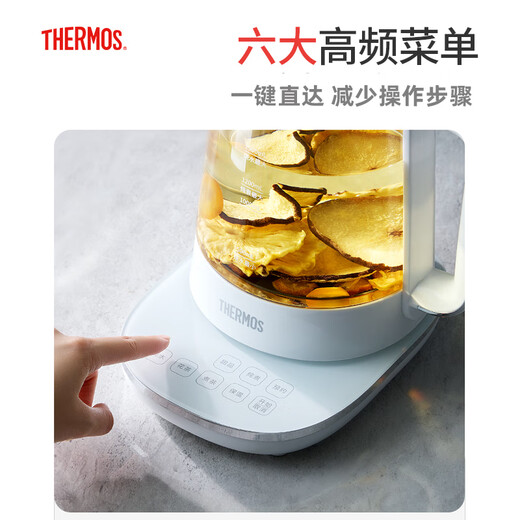 THERMOS pure titanium health kettle kettle multifunctional small office 2025 new tea maker hot water kettle flower teapot Thermos white (tea leakage) 1.5L