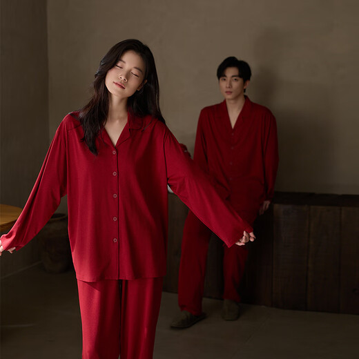 Shaqian New Red Couple Pajamas 2025 Spring and Autumn Soft Cotton Women's Wedding Home Clothes Newly Married Zodiac Year Men's Suit