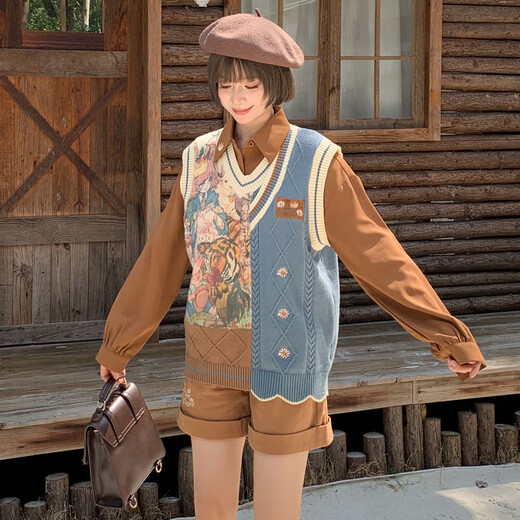 Mori Girl Tribe Autumn and Winter Loose Long Sleeve Shirt Women 2025 New Retro Embroidery Design Versatile Commuting Top Brown Shirt S Model Code