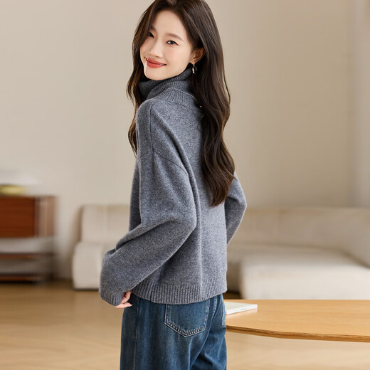 Shexi (Srcr) 365g thickened 100% wool sweater for women autumn and winter loose knitted base layer