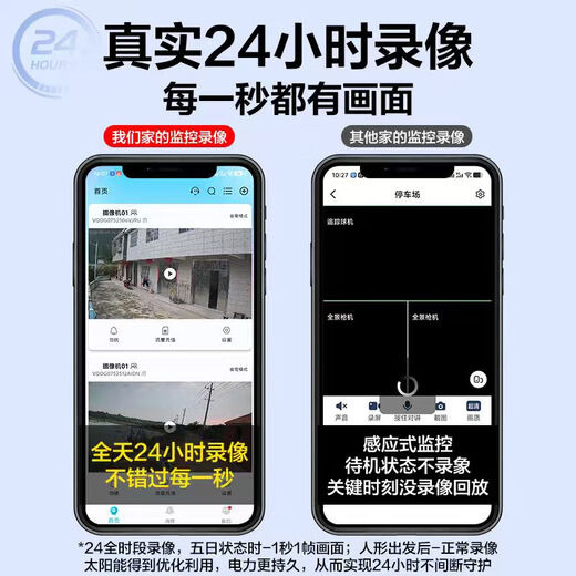 Haidaan 5g solar surveillance camera AOV all-day recording outdoor outdoor monitor no electricity no network no plug-in full color night vision mobile phone remote home 360 degrees no dead angle basic model single solar panel丨lifetime 5G traffic camera + 30 days loop recording memory card