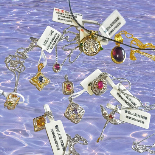 BuhesytKLUCK gold store model silver natural tourmaline citrine ruby tanzanite translucent topaz super seven necklace natural ammolite nine-tailed fox + certificate/leather rope