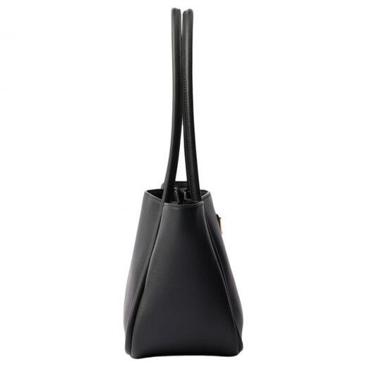 PRADA Enamel Metal Triangle Logo Magnetic Closure Grained Leather Shoulder Handbag Mini Women's Black Basic Pack (Bag + Dust Bag)