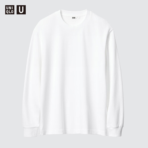 
Uniqlo men's clothing/same style master T AIRism cotton blend round neck T-shirt long-sleeved top 475349 475349/00 White L /175/100A