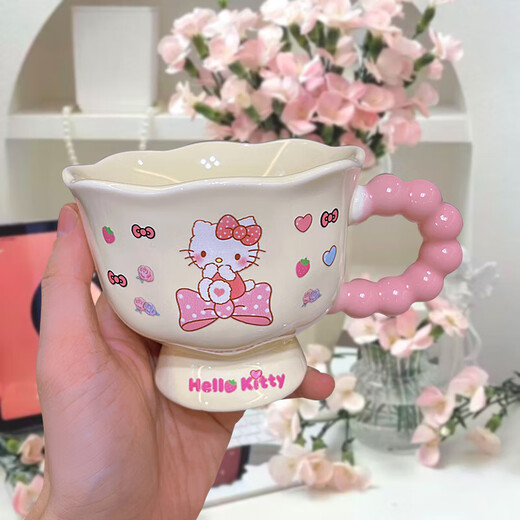 HelloKitty Hello Kitty Mug Ceramic High-Looking Home Drinking Cup Valentine's Day Gift for Girlfriend Red Goblet-Puppet Kitty Single Cup