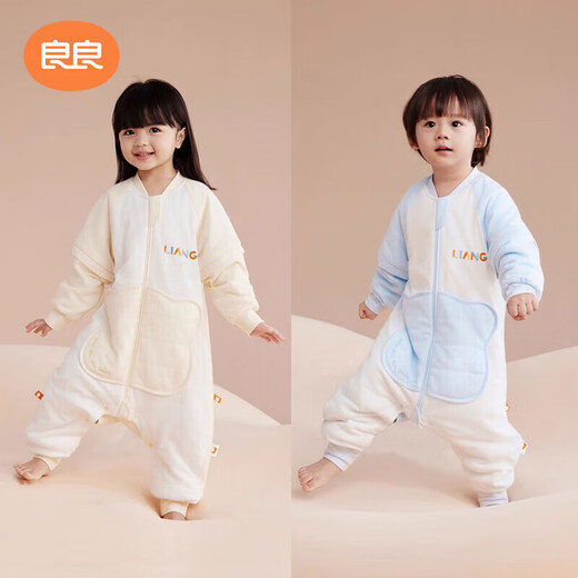 Liangliang (liangliang) baby sleeping bag, children's spring and autumn anti-kick quilt, newborn baby autumn and winter pure cotton children's sleeping bag, baby sleeping bag, worry-free yellow thick quilted version, room temperature 6-10 3XL (recommended reference height 110-125CM)
