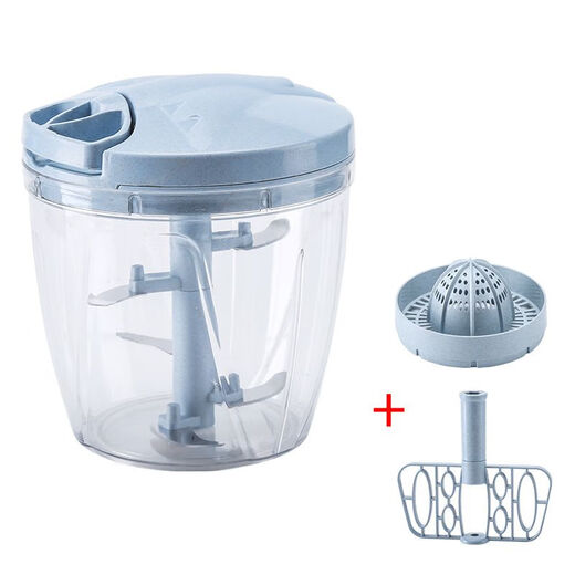 Hand-pulled meat grinder household small mixer juicer multi-function stuffing machine 900ml hand-pulled vegetable shredder Nordic blue