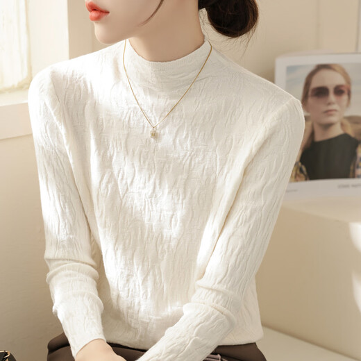 Yu Zhaolin (YUZHAOLIN) soft and waxy half-high collar knitted bottoming shirt with texture for women in autumn and winter new style with high-end western style slim sweater black