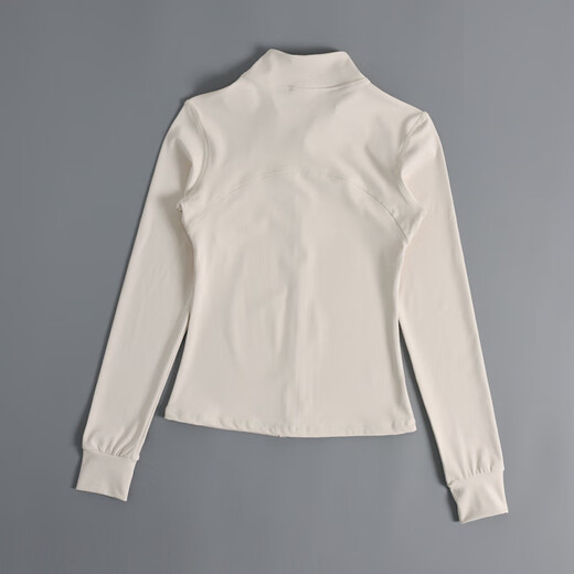 LULU velvet stand-up collar yoga wear women's sports jacket slimming cycling wear fitness wear elastic tight long-sleeved top linen green + white L