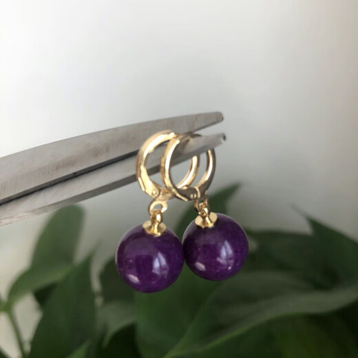 Zhou Runxi Natural South African Shukulai Purple Transfer Beads 18 Earrings Suji Stone Earrings Earrings Earrings Simple Earrings