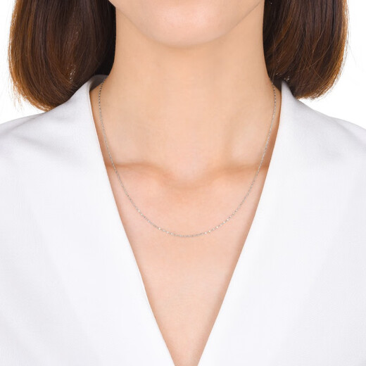 Chow Sang Sang Pt950 platinum necklace Gypsophila white gold versatile chain 32147N price 40cm - 2.37g (including labor cost 350 yuan)