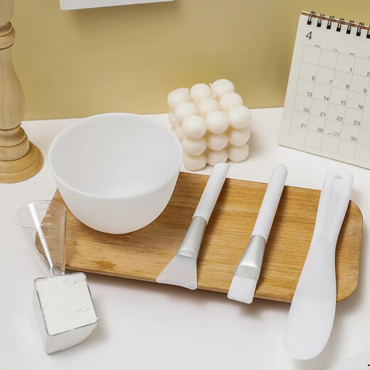 Xincongtiao facial mask bowl and brush set plus silicone small bowl, spa dousing spoon, beauty salon special tool, white, 3 pieces, food silicone material