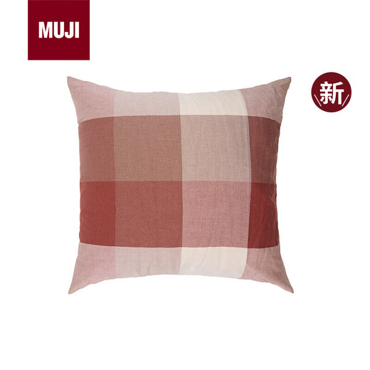 MUJI cotton flannel cushion brick red plaid 55 59cm large