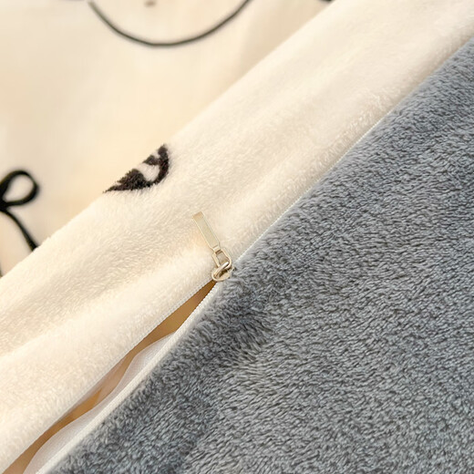 Hongdou Home Textiles Winter Thickened Milk Velvet Bed Four-piece Set Warm Coral Baby Velvet Sheets and Duvet Covers Double-sided Velvet Quilt Cover Bedding Black and White Bear Double-sided Velvet Thickened Warm 1.8m Sheet Style Four-piece Set - Quilt Cover 200*230cm