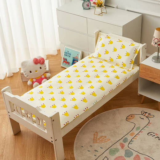 Yong Huan custom-made pure cotton fabric quilt cover, cushion cover, mattress cover, kindergarten baby and child cover, cotton bedding three-piece set, single piece, yellow crown 100*60cm