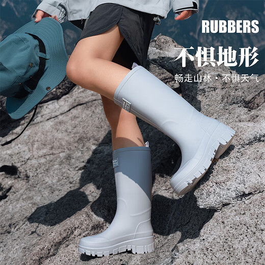 Mujeres Las nuevas botas de lluvia de 2025 con calzado de goma impermeable y sin deslizamiento de mares que no capturan el mar acampar y caminar zapatos de agua de tubo medio (tubo medio) 36