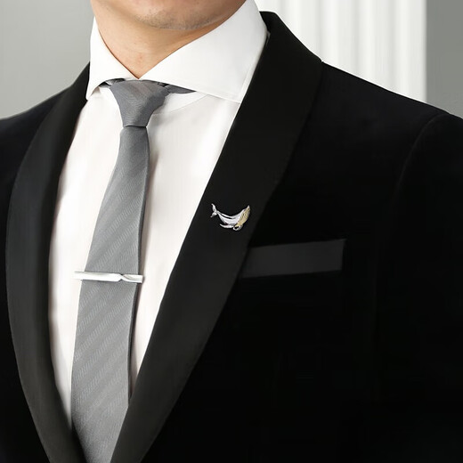Shijun (SHIJUN) high-end men's evening suit dress brooch fashion corsage wedding groom accessories lapel pin Whale