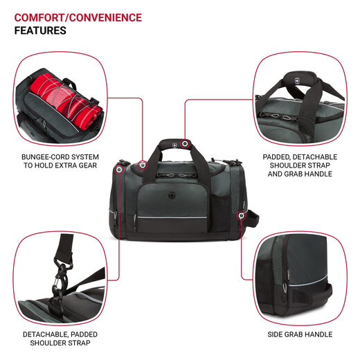 SWISSGEAR APEX Duffel Bag Gym Bag Travel Large Bag Black Gray/Black Dobby 20 Inch