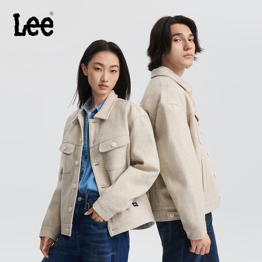 Lee25 new autumn and winter comfortable version of imitation wool texture oatmeal gray cotton jacket for men and women oatmeal gray XL
