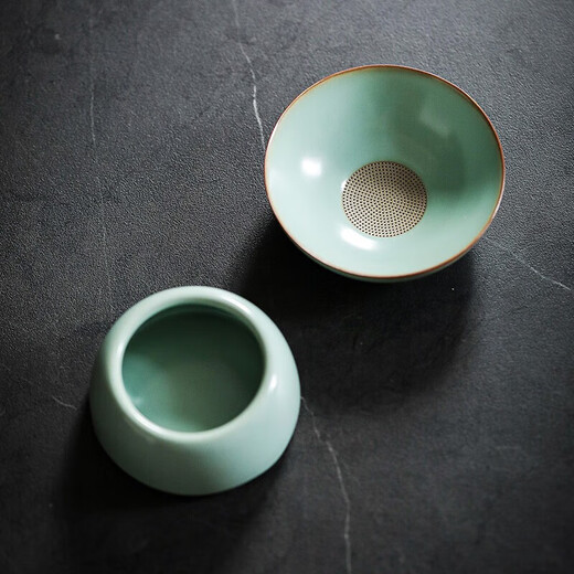 Ru kiln tea drain ceramic hole integrated tea filter tea set accessories ceramic tea separator tea filter tea god Ru kiln Qingyun tea drain