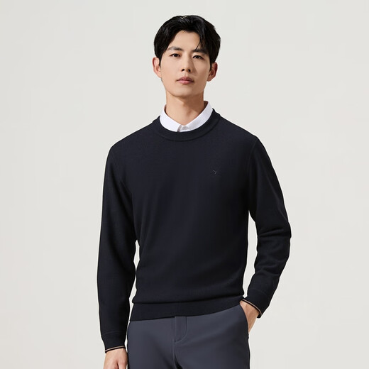 SEVEN (SEVEN) SEVEN Contains wool/mulberry silk/velvet pullover thick sweater for men autumn and winter new casual warm sweater black L (175/92A)