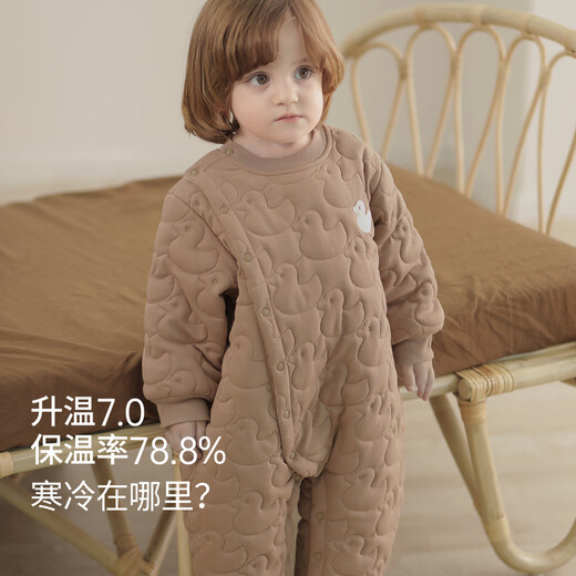 Bali Piggy Baby Cotton Clothes Autumn and Winter Newborn Cotton Clothes Thickened Warm Cotton Jacket Newborn Winter Baby Padded Jumpsuit Quinoa Color 73cm