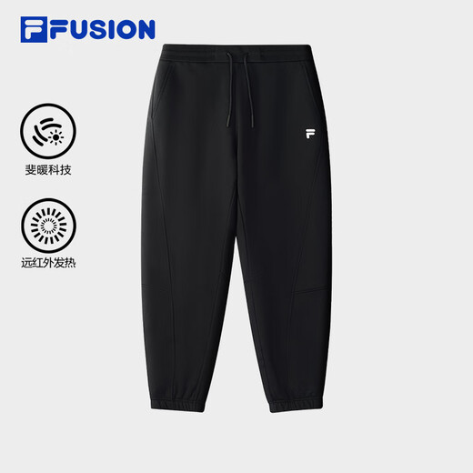 FILA FUSION official trendy brand knitted velvet trousers for men 2025 winter casual loose cuffed trousers