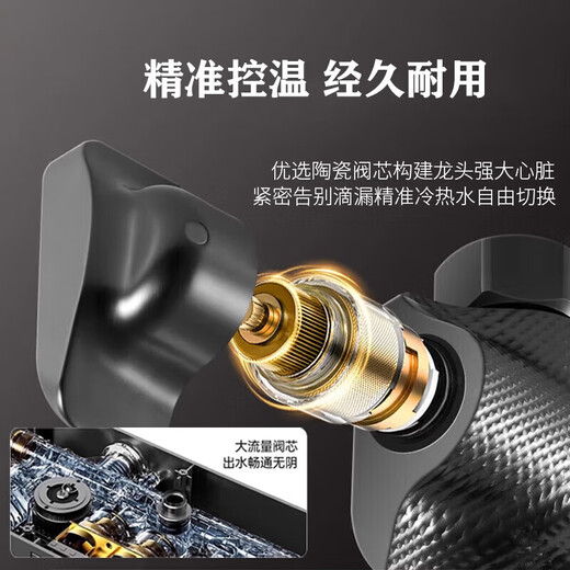 JOMOO official flagship 100% copper shower set supercharged constant temperature bathroom shower bath descaling large nozzle gun gray digital display four-speed/constant temperature model