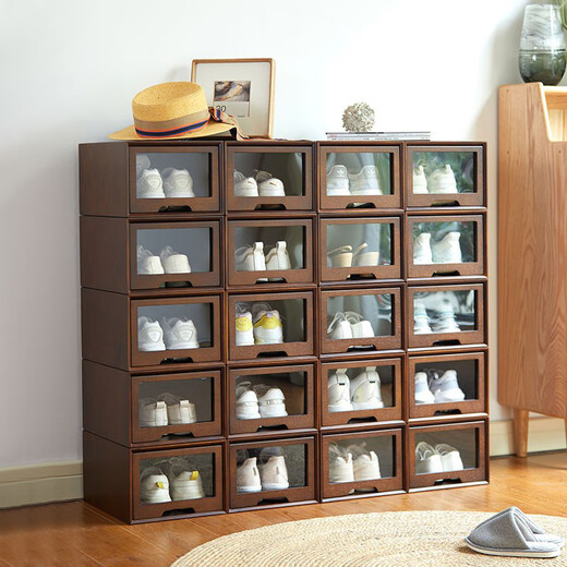 Nalandohao solid wood shoe box storage box transparent shoe cabinet artifact drawer-type acrylic storage box Internet celebrity dust-proof shoe rack acrylic flip shoe box 34x26x18.5cm