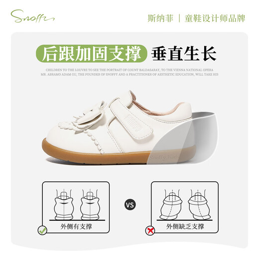 Snuffy Girls Toddler Shoes Autumn Comfortable Children's Leather Shoes Cute Baby Soft Sole Princess Small Leather Shoes Milan White 25