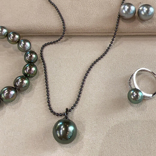 Reza genuine black gold series necklace pendant buckle Tahitian black pearl fashion round certificate dark Tahiti 10-11mm