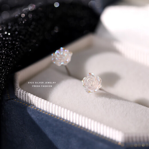 Lao Fengxiang S925 Silver Camellia Earrings for Women 2025 New Ear Stick Earrings for Women to Sleep without Picking Off Silver Earrings Symphony Camellia Earrings + Brand Gift Box