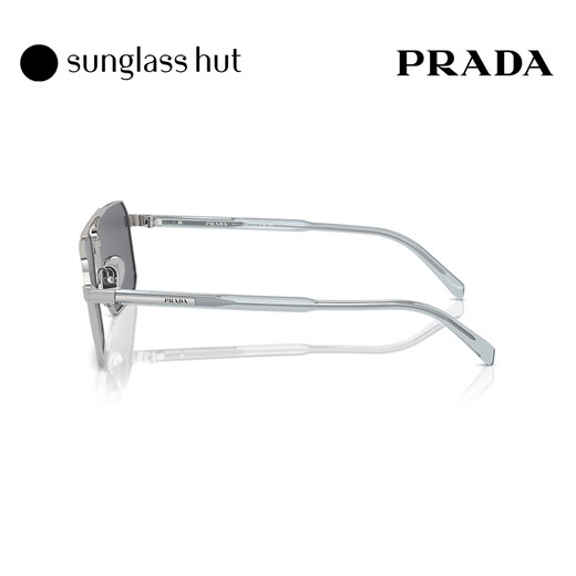 PRADA/Prada sunglasses for men polarized driving sunglasses square glasses 0PR A57S silver frame/dark gray lens 1BC175