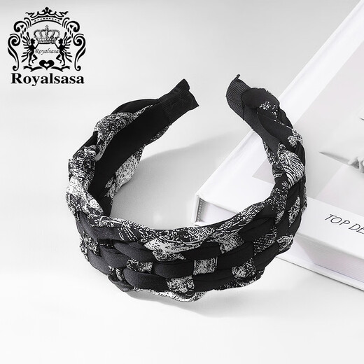 Royal sasa Royal salsa retro braided high skull headband wide edge high-end pressure-sensitive hair headband pastoral knitted headwear