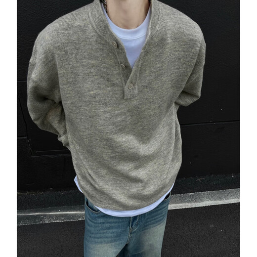 American cleanfit Henry collar sweater for men, autumn trendy inner wear, handsome long-sleeved men's bottoming sweater, black XL, recommended 120-140Jin Jin is equal to 0.5 kg