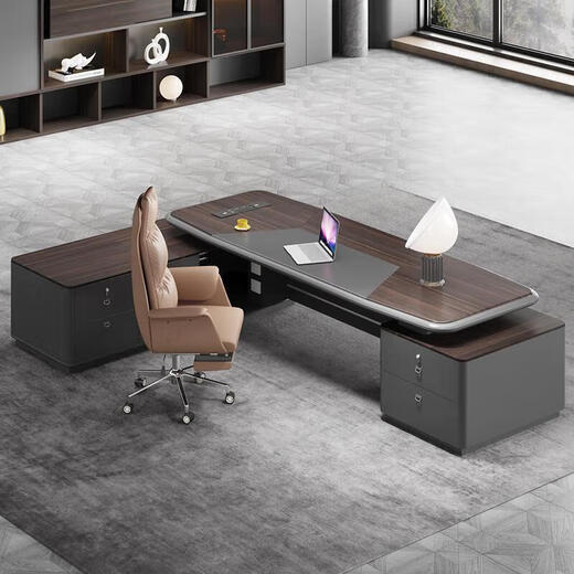 Leadership desk, president desk, boss desk, painted executive desk, office manager desk, supervisor desk and chair combination, 2.2m double cabinet boss desk