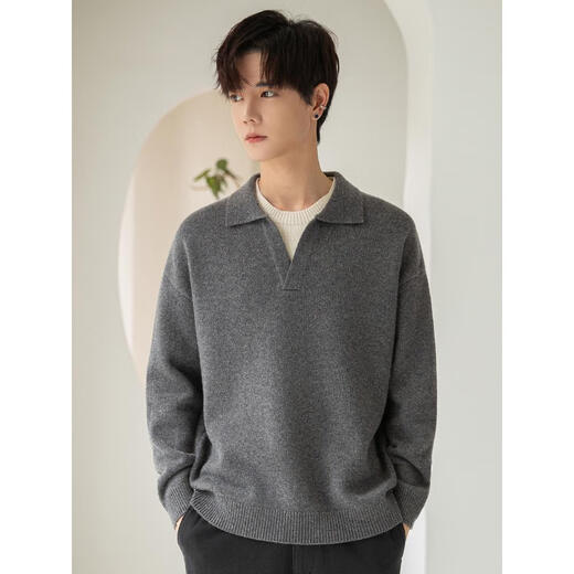 AX Armani Lazy and Relaxed Henley Collar Men's Sweater 2025 Spring and Autumn Versatile Pullover Sweater Jacket Black Black 2XL