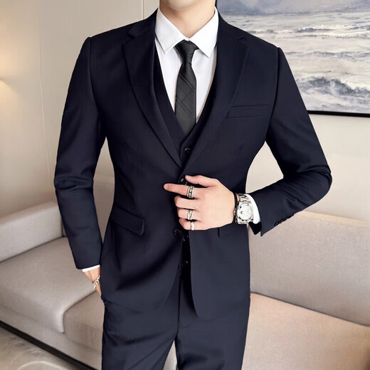 Pierre Cardin Wedding Groom Wedding Suit Men's Korean Slim Suit Business Formal Groom Suit Jacket Black 2-button Single Top Free Socks XS 160 Weight 90-105 Jin Jin equals 0.5 kg