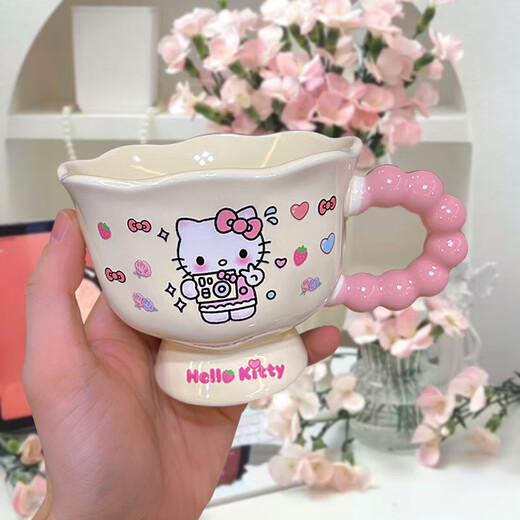 HelloKitty Hello Kitty Mug Ceramic High-Looking Home Drinking Cup Valentine's Day Gift for Girlfriend Red Goblet-Puppet Kitty Single Cup
