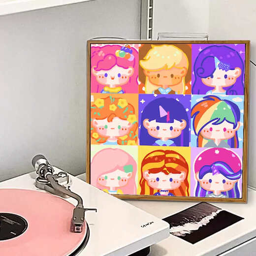 Pintura digital de dibujos animados personificados de Pony y Baoli lindo para colorear para colorear para niños pintados al óleo de dibujos animados LL13658 Pintura acrílica + lienzo profesional + cepillos profesionales múltiples + herramientas de colgación de pared de 20x20 cm de espesor Marco interno de madera maciza de espesor
