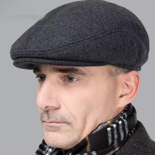 Zhongfei Sombrero Otoño e Invierno para Hombres Nuevo Sombrero de Avance para Personas Mayores y de Mediana Edad Gorra de Visera cálida Ocio al Aire Libre Sombrero de Avance de Lana versátil Sarga Gris Oscuro Talla única