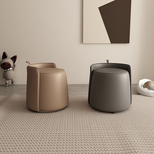 Fat Donglai's same style dressing table stool light luxury high-end modern simple light luxury makeup chair home bedroom makeup stool high-end gray (imported technical microfiber leather + 360 silent turntable)