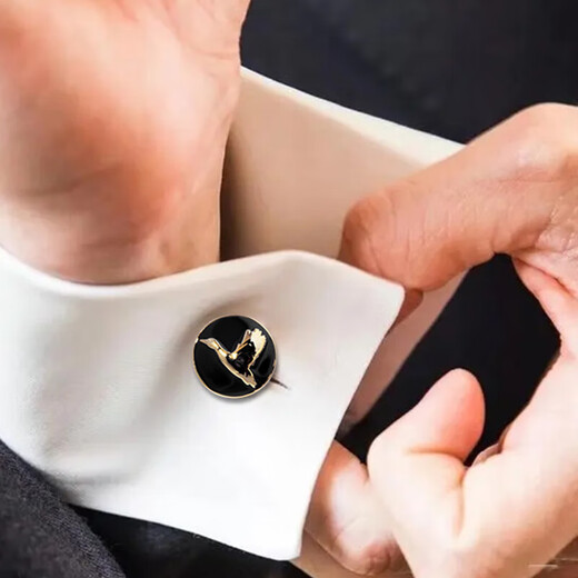 WILLIAM MILTON Biyi Shuangfeiyan black gold embossed cufflinks men's suit hunting cufflinks high-end business custom gift box