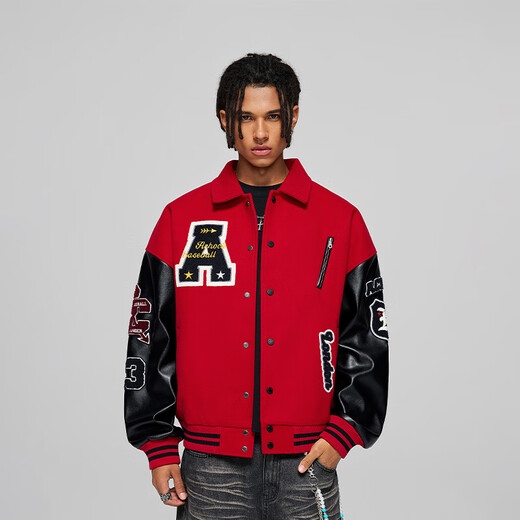 A CHOCK Achock official store American cleanfit stand-up collar heavily embroidered baseball uniform trendy brand jacket men's jacket navy blue M